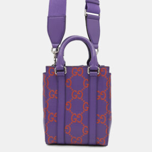 Gucci Purple/Orange Leather GG Embossed Handbag