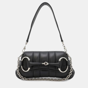 Gucci Black Leather Horsebit Shoulder Bag