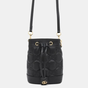 Gucci Black Leather GG Matelasse Bucket Bag