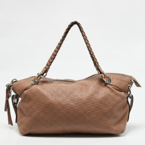 Gucci Old Rose Guccissima Leather Bamboo Bar Shoulder Bag