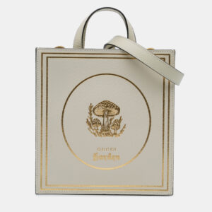 Gucci Beige Garden Calfskin Mushrooms Vertical Shopping Tote
