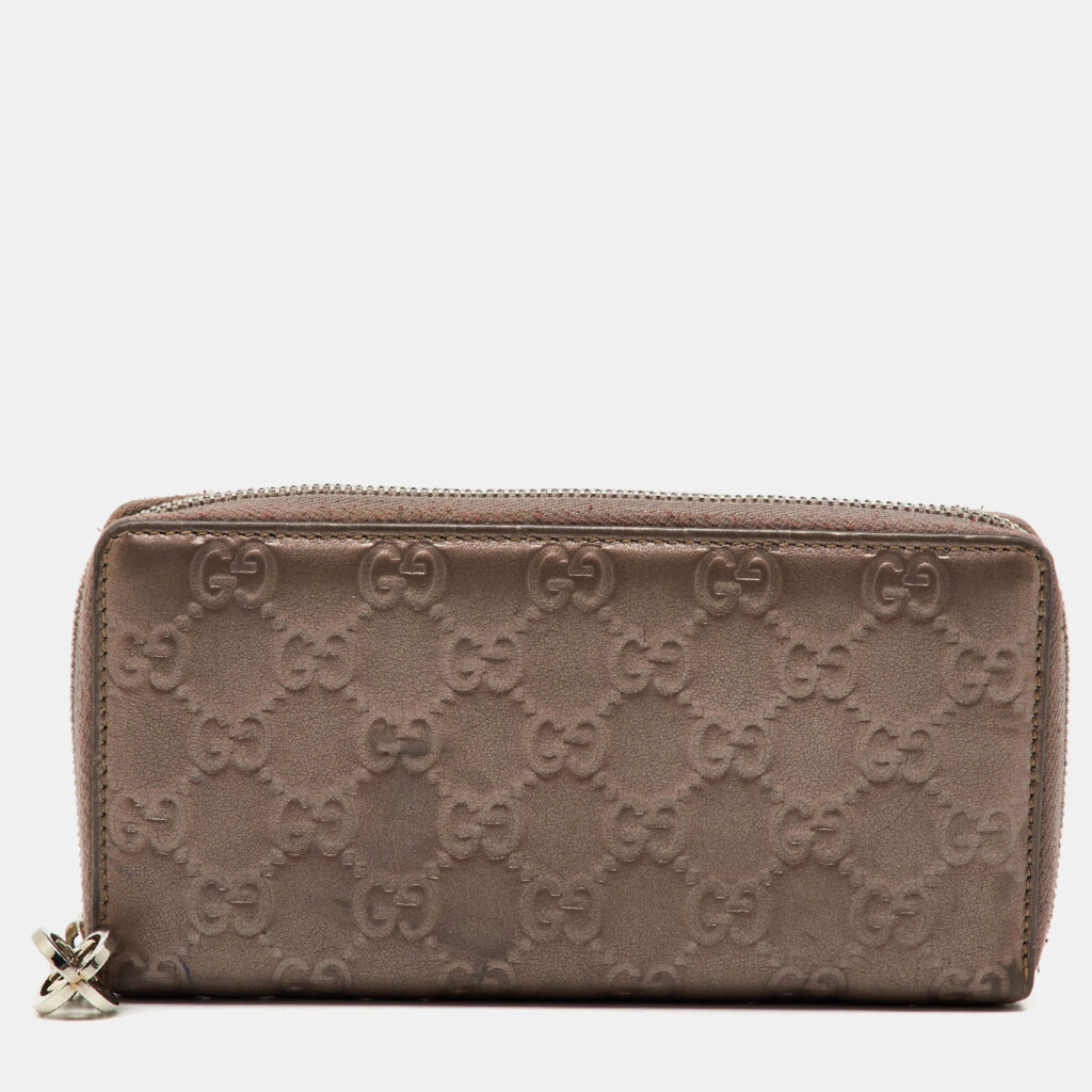 luxury-women-gucci-used-handbags-p1159583-002 Gucci Metallic Guccissima Leather Long Zip Around Wallet