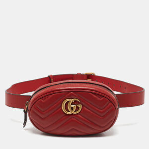 gucci red matelass&eacute; leather gg marmont belt bag
