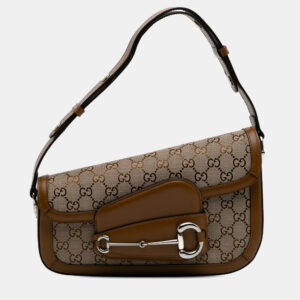 Gucci Brown GG Canvas Asymmetric Horsebit 1955 Shoulder Bag