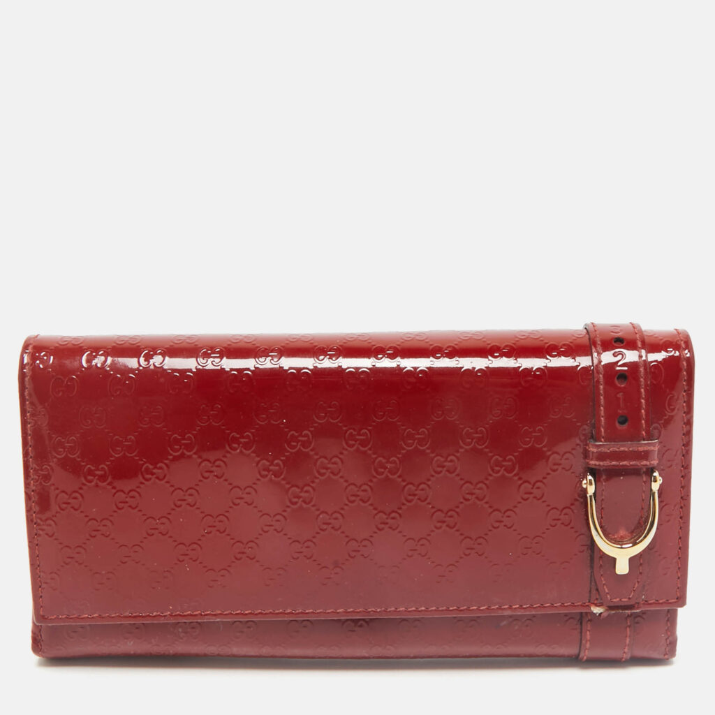 luxury-women-gucci-used-handbags-p1161029-011 Gucci Red Microguccissima Patent Leather Nice Continental Wallet