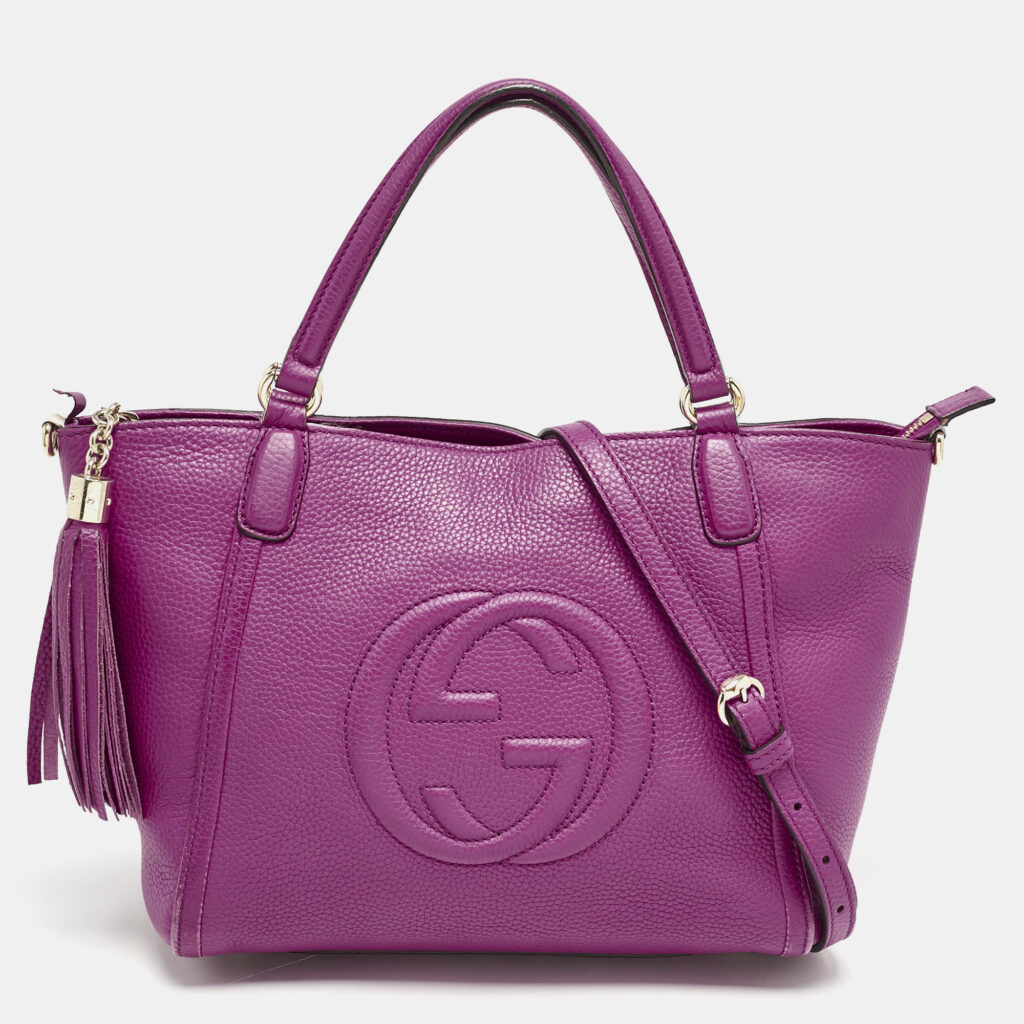 luxury-women-gucci-used-handbags-p1161194-007 Gucci Fuchsia Pebbled Leather Soho Working Tote