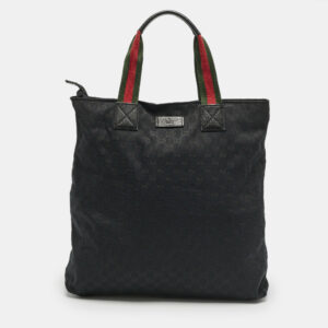 gucci black gg canvas vertical tote