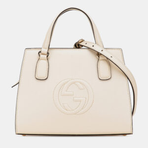 Gucci White Medium Dollar Calf Soho Satchel