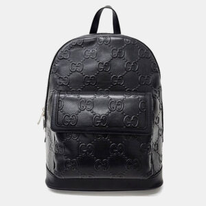 Gucci Black Leather GG Embossed Backpack