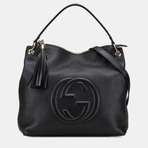 Gucci Black Large Pebbled Calfskin Soho Convertible Hobo