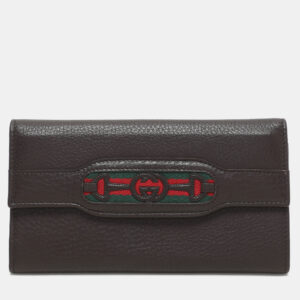 Gucci Brown Leather Horsebit Web Continental Wallet