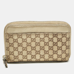 Gucci Gold Guccissima Leather Zip Coin Purse