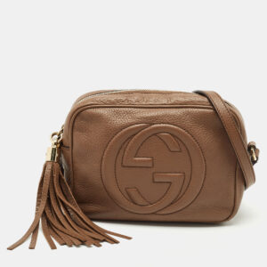 gucci brown leather small soho disco crossbody bag