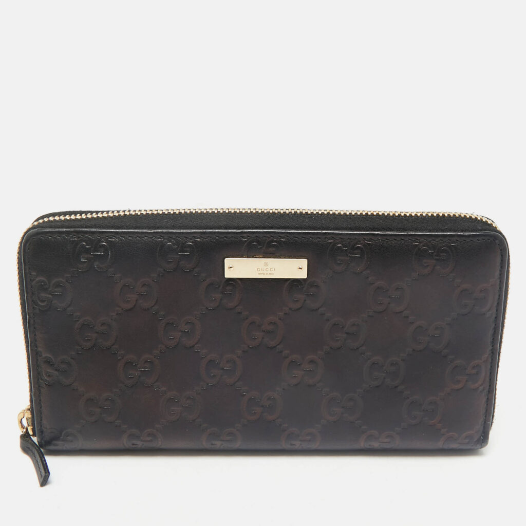 luxury-women-gucci-used-handbags-p1163613-012 Gucci Black Guccissima Leather Zip Around Wallet