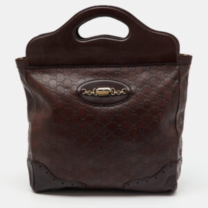 gucci dark brown guccissima leather large punch top handle tote