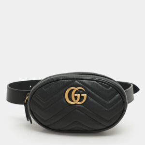 gucci black matelasse leather gg marmont belt bag