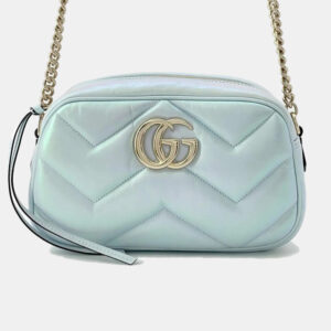 Gucci GG Marmont Small Blue Aurora Leather Shoulder Bag