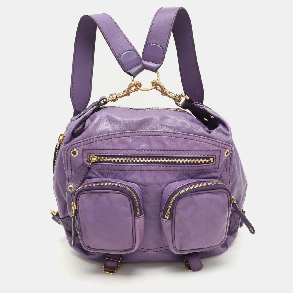 luxury-women-gucci-used-handbags-p1165132-008 Gucci Purple Leather Medium Darwin Convertible Backpack