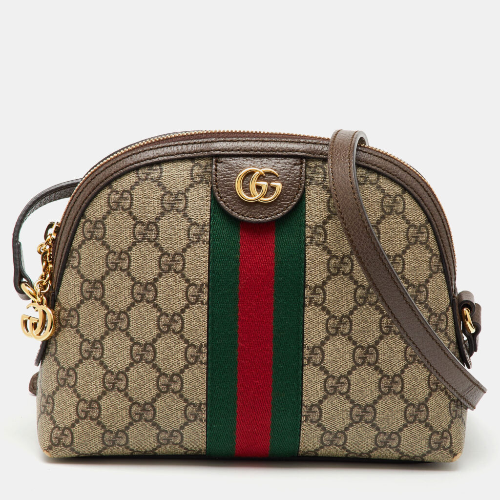 luxury-women-gucci-used-handbags-p1165133-004 Gucci Beige/Brown GG Supreme Canvas and Leather Ophidia Bag