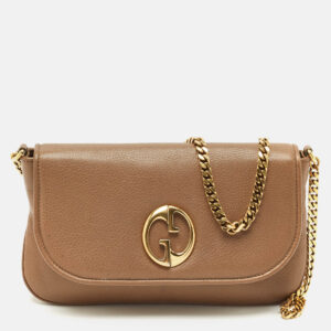 Gucci Brown Leather Medium 1973 Chain Shoulder Bag
