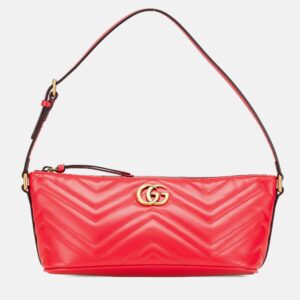 Gucci Red GG Marmont Matelasse Leather Shoulder Bag