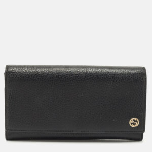 Gucci Black Leather GG Marmont Continental Wallet