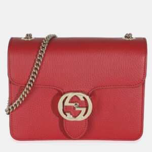 Gucci Red Dollar Calfskin Small Interlocking Chain Bag