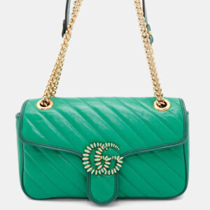 Gucci GG Marmont Green Leather Shoulder Bag