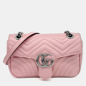 Gucci Pink Leather Marmont Matrasse Shoulder Bag