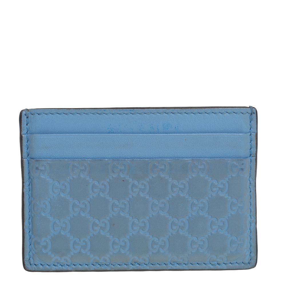 luxury-women-gucci-used-handbags-p435112-004 Gucci Blue Microguccissima Leather Card Holder
