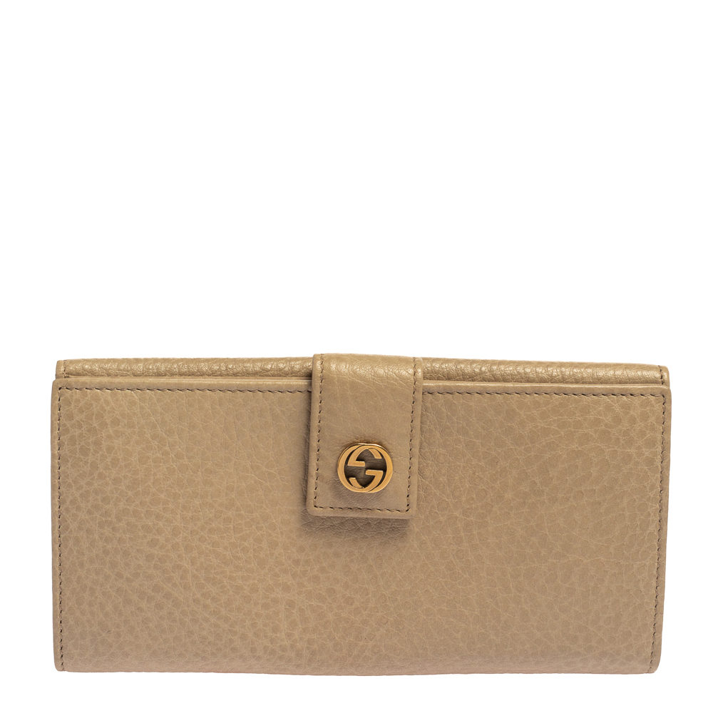 luxury-women-gucci-used-handbags-p441505-001 Gucci Beige Leather Interlocking G Continental Wallet