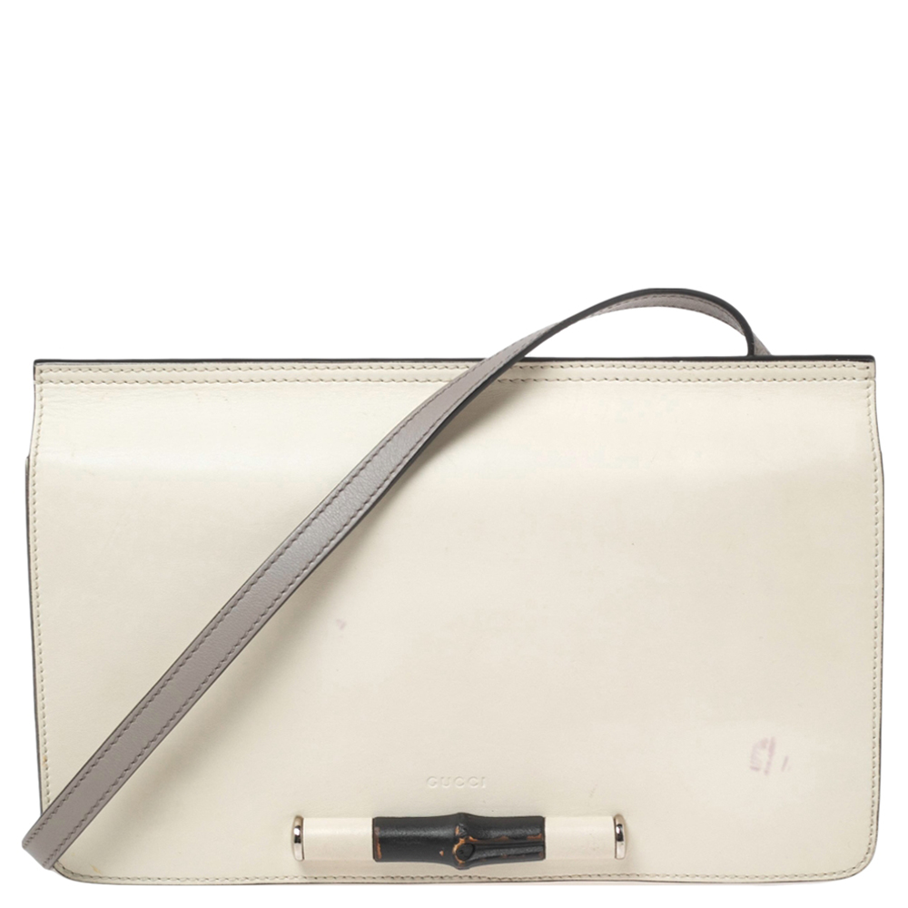 luxury-women-gucci-used-handbags-p594621-007-2 Gucci Off-white Leather Lady Bamboo Flap Bag
