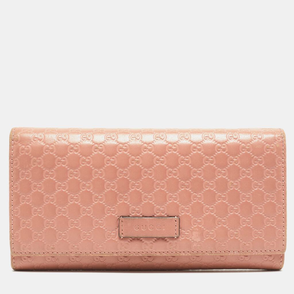 luxury-women-gucci-used-handbags-p865671-012 Gucci Pink Microgucissima Leather Flap Continental Wallet