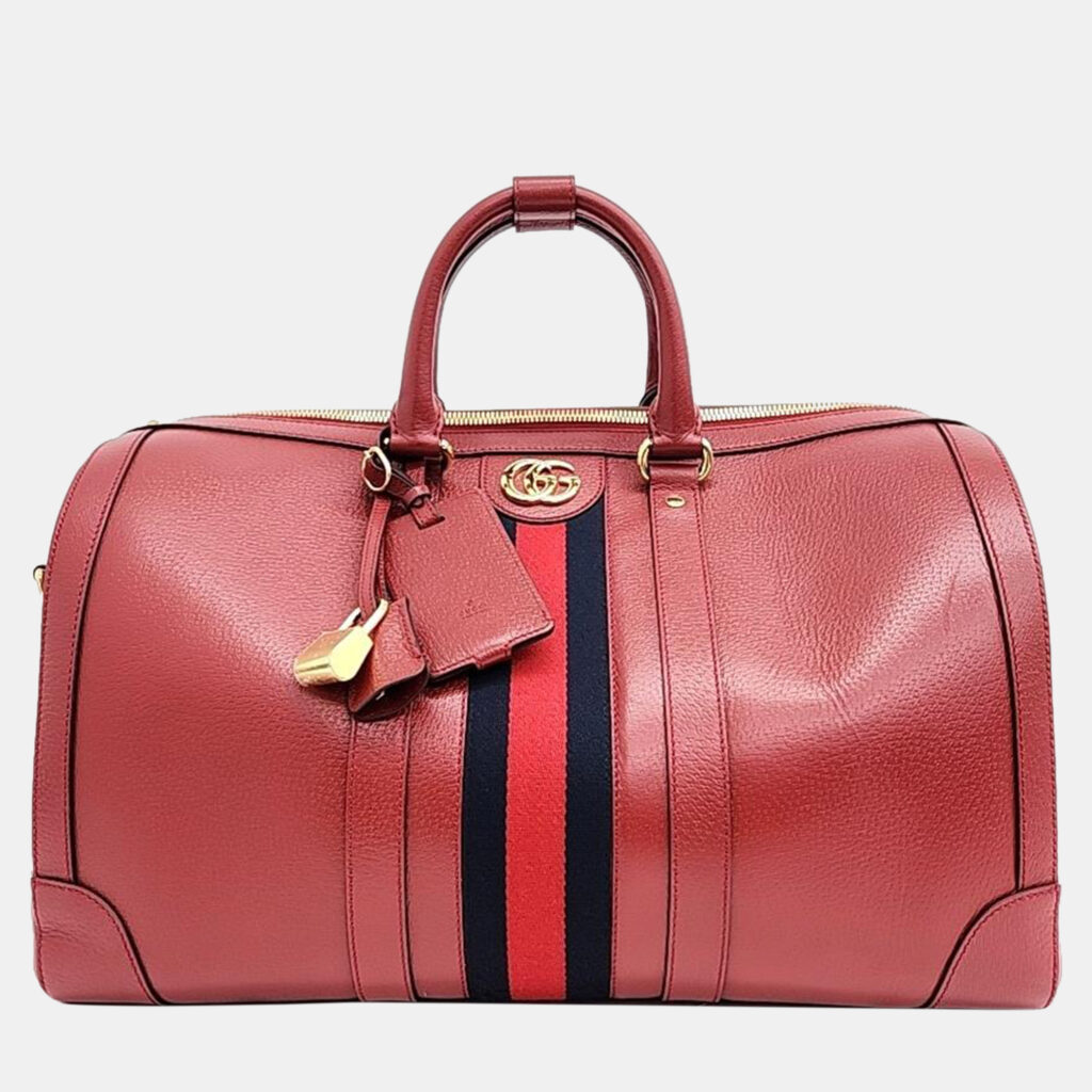 luxury-women-gucci-used-handbags-p926968-006 Gucci Red Leather Medium Savoy Duffle Bag