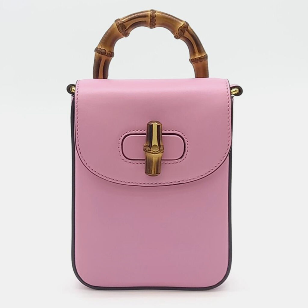 luxury-women-gucci-used-handbags-p945790-002 Gucci Pink Leather Mini Bamboo Tote Bag