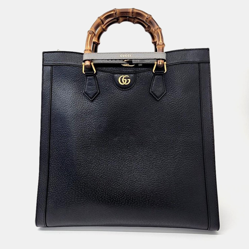 luxury-women-gucci-used-handbags-p947798-003 Gucci Black Leather Large Diana Tote Bag