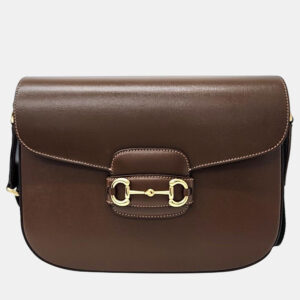 Gucci Brown Leather 1955 Horsebit Shoulder Bag