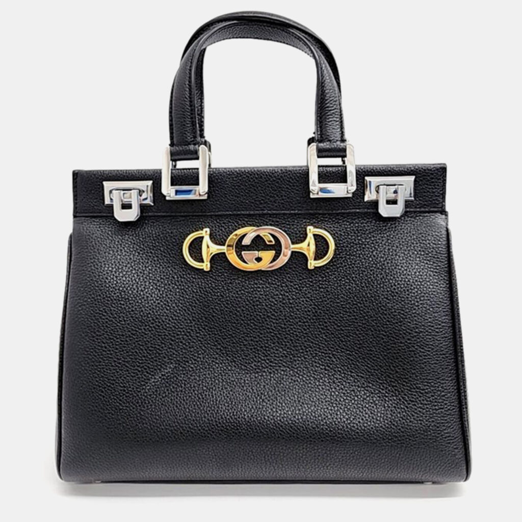 luxury-women-gucci-used-handbags-p949827-003 Gucci Black Leather Zumi Top Handle Small Bag