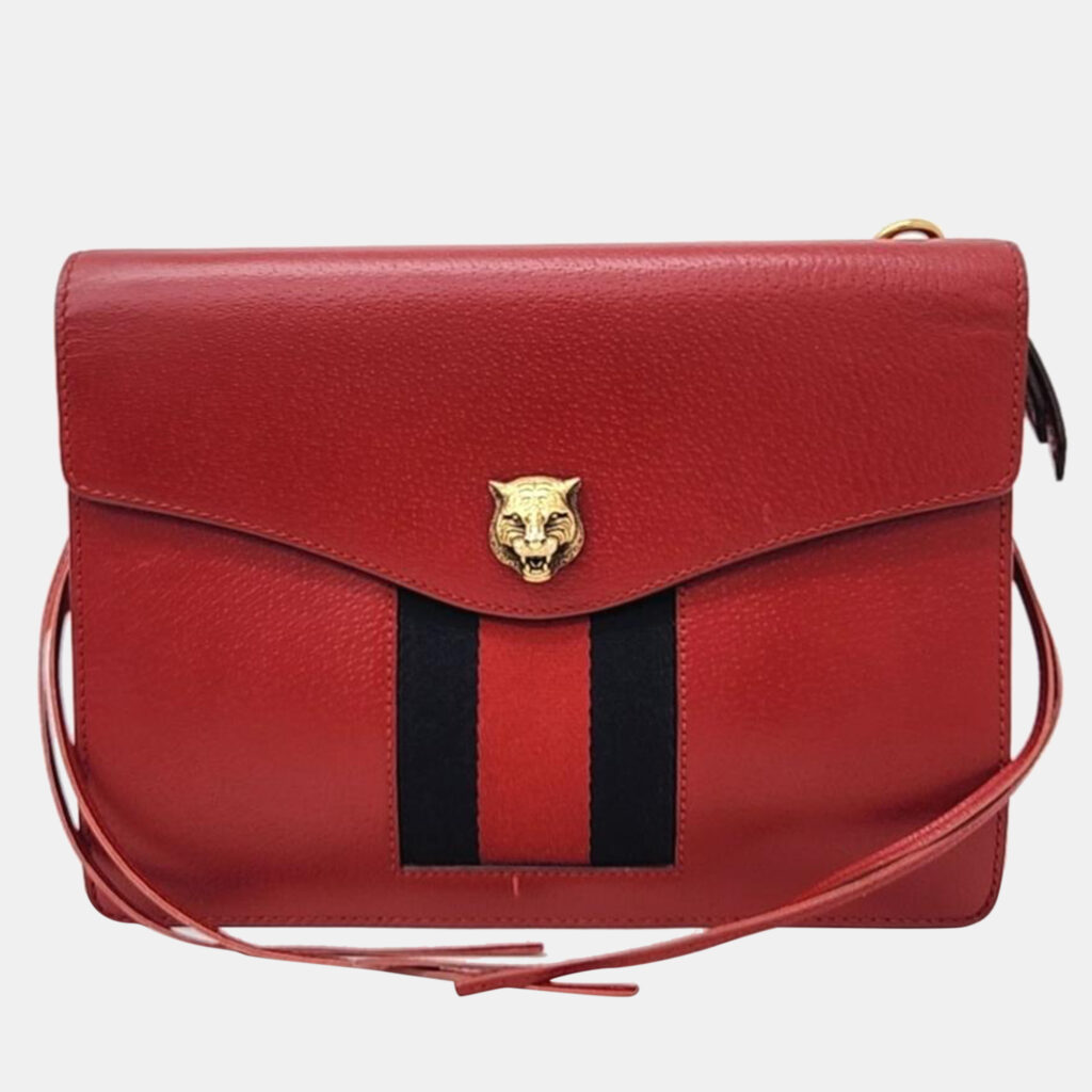 luxury-women-gucci-used-handbags-p966248-002 Gucci Red leather Animalier Chain Shoulder Bag