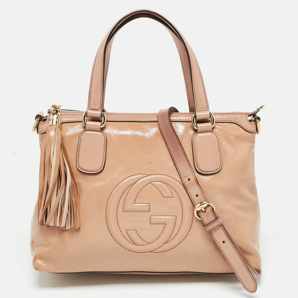 luxury-women-gucci-used-handbags-p966544-027 Gucci Pink Patent Leather Soho Working Tote