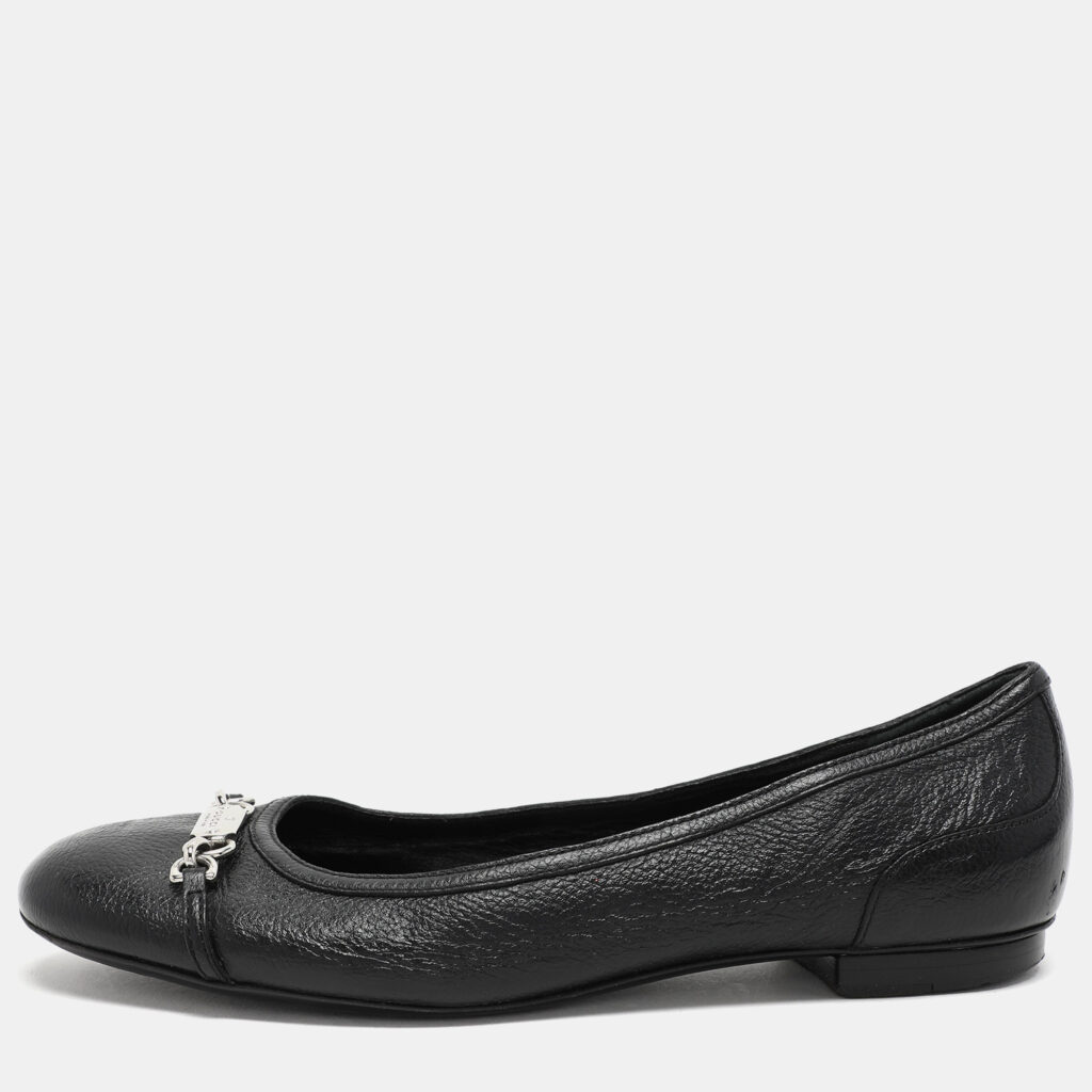 luxury-women-gucci-used-shoes-p1046434-007 Gucci Black Leather Embellished Ballet Flats Size 36.5