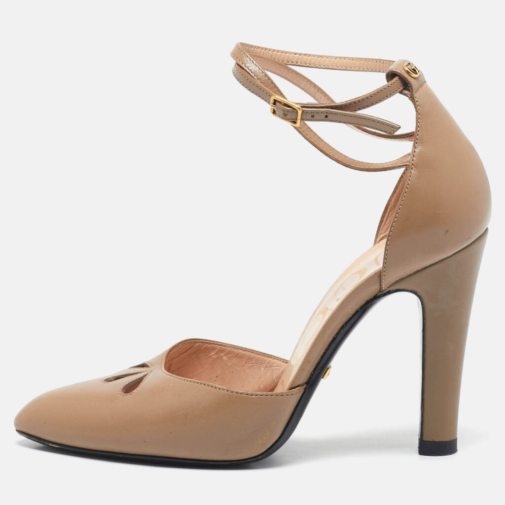 luxury-women-gucci-used-shoes-p1101167-010 Gucci Brown Leather Mary Jane Pumps Size 36