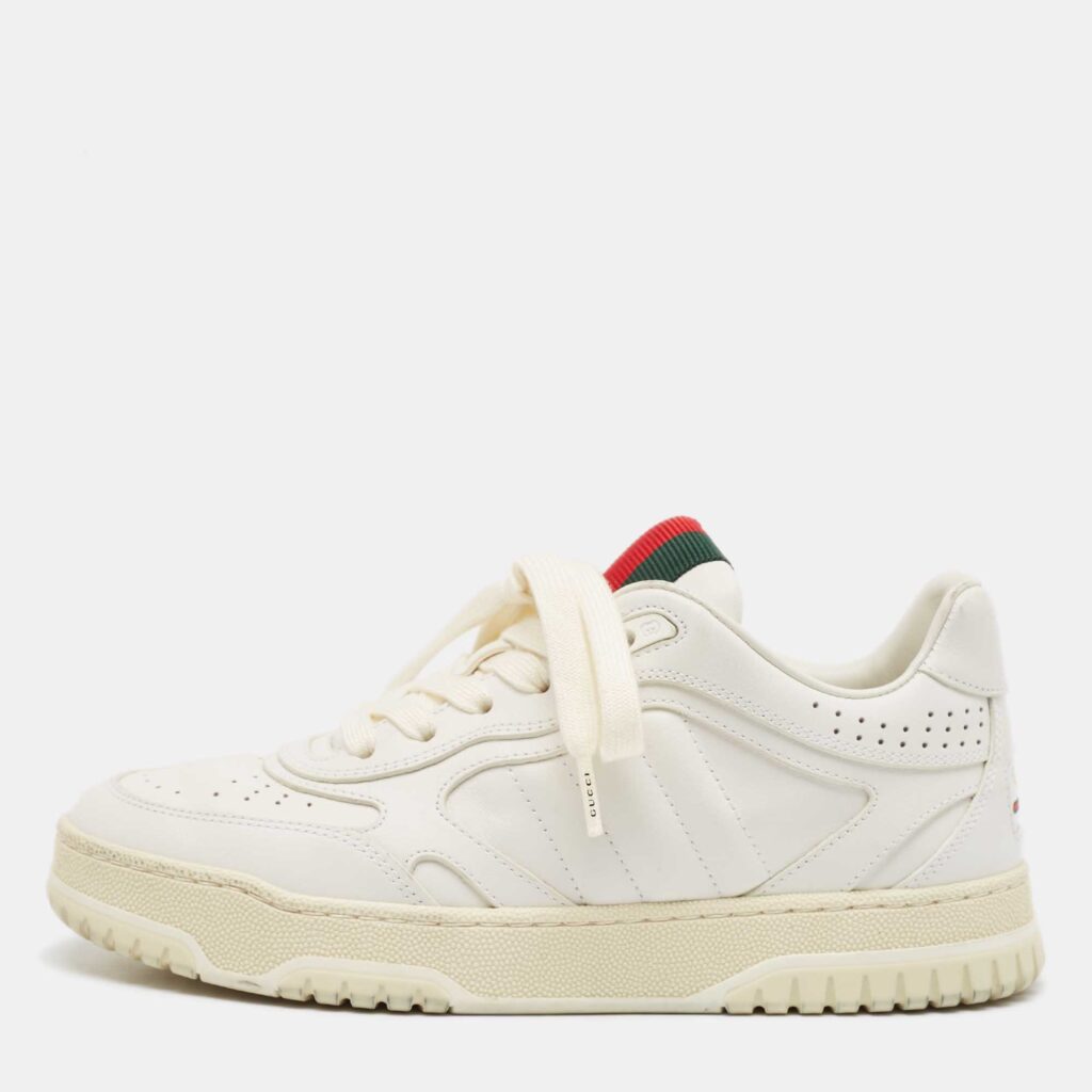 luxury-women-gucci-used-shoes-p1105694-003 Gucci White Leather Re-Web Sneakers Size 36.5