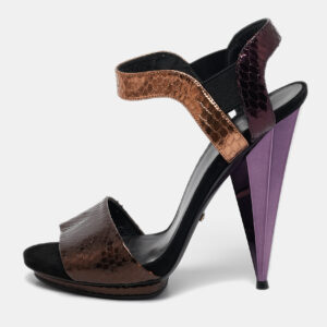Gucci Multicolor Python Liberty Open Toe Ankle Strap Sandals Size 38