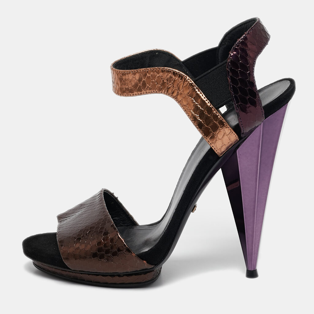 luxury-women-gucci-used-shoes-p1108987-001 Gucci Multicolor Python Liberty Open Toe Ankle Strap Sandals Size 38