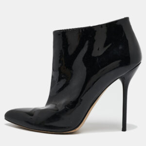 Gucci Black Patent Leather Pointed Toe Ankle Length Boots Size 40