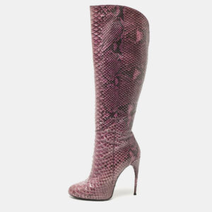 Gucci Purple Python Leather Knee Length Boots Size 39