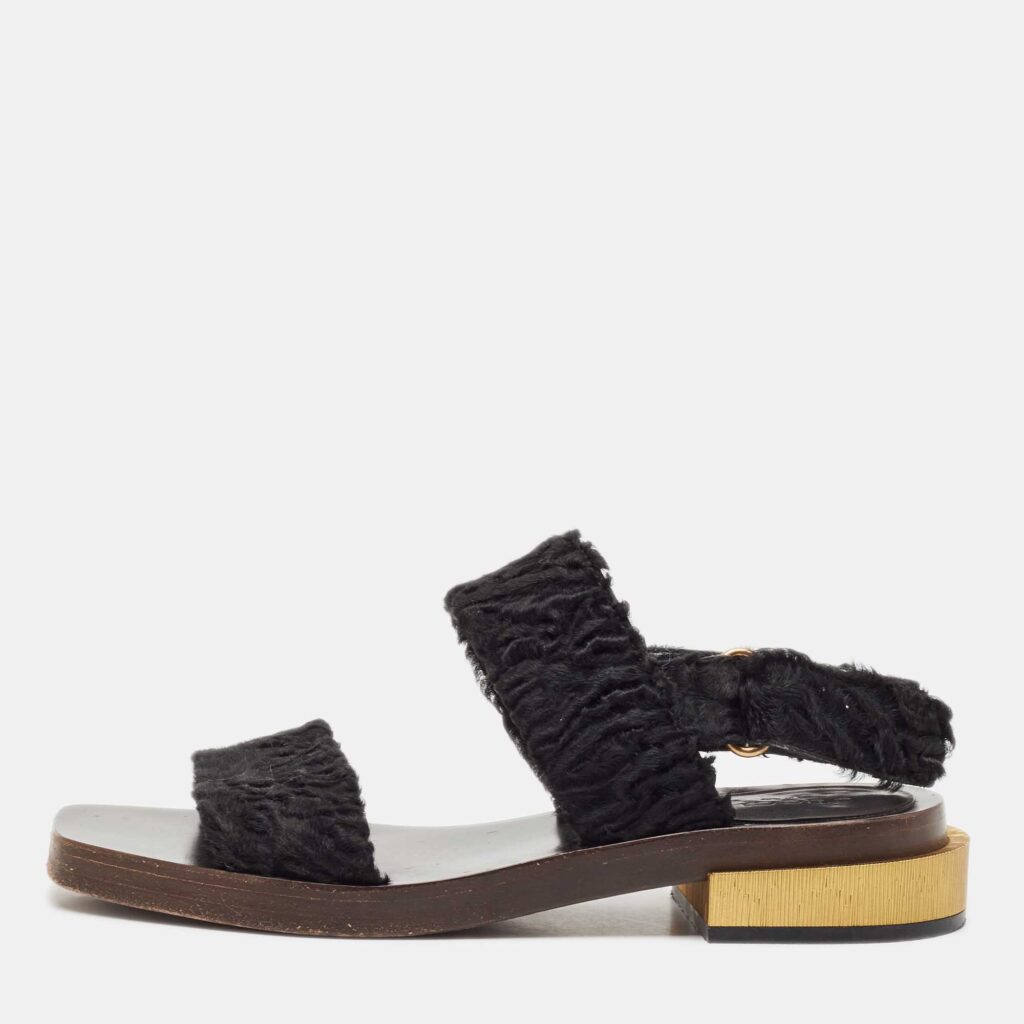 luxury-women-gucci-used-shoes-p1117474-003 Gucci Black Velvet Slingback Sandals Size 37