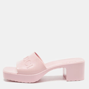 Gucci Light Pink Jelly Logo Slide Sandals Size 40