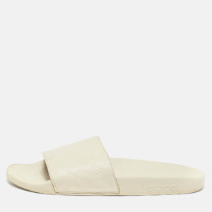 Gucci Cream Microguccissima Rubber Pool Flats Size 39